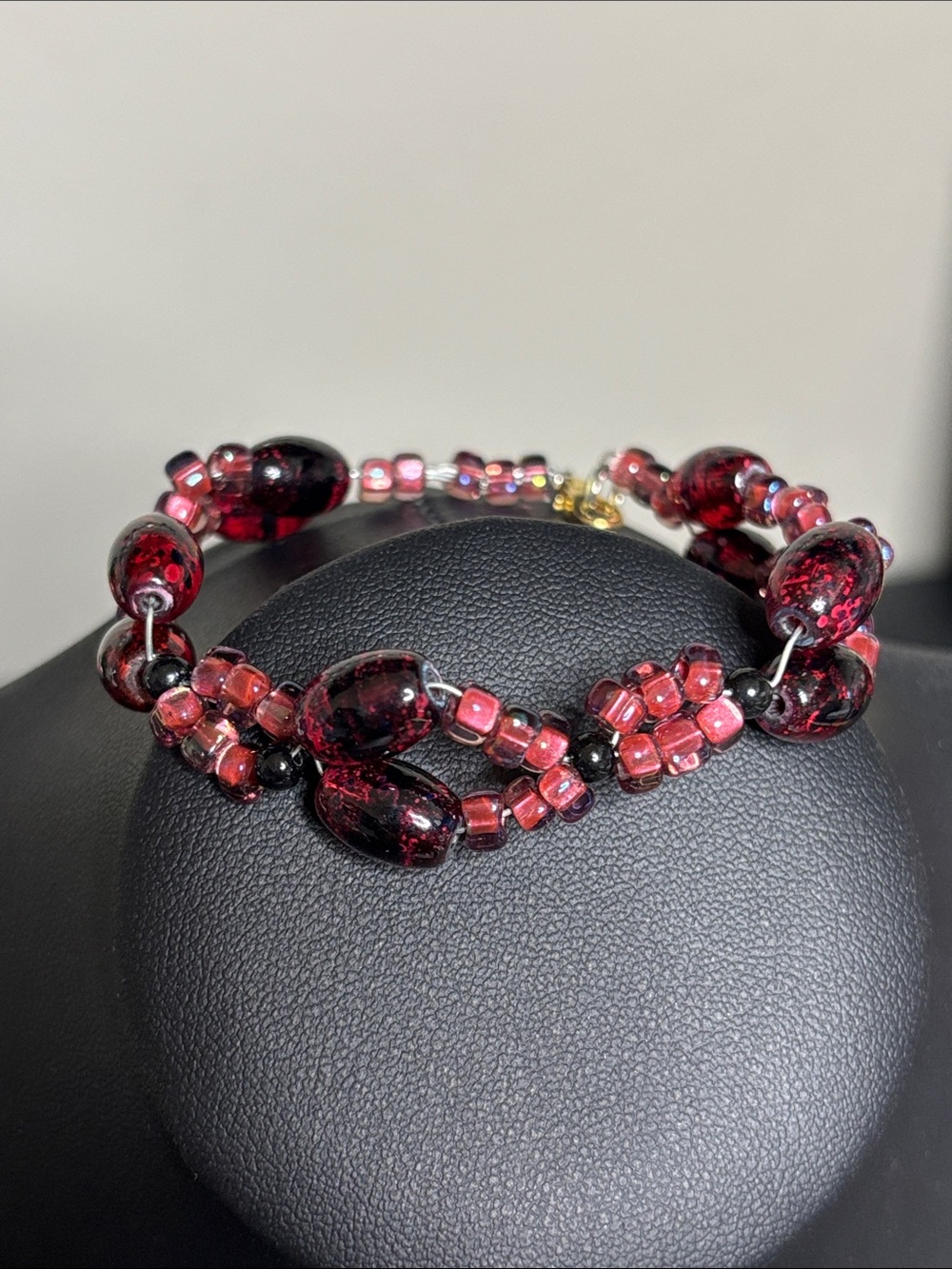 Handcrafted Red Glass Beaded Women's Bracelet